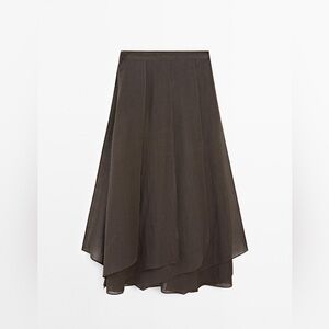 Massimo Dutti Brown Layered Skirt